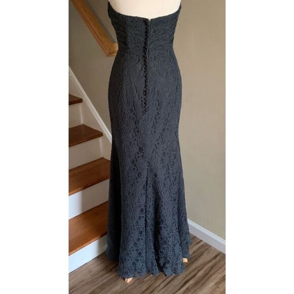 Morilee NWT size 10 strapless lace long dress in charcoal style 726 - Picture 2 of 6